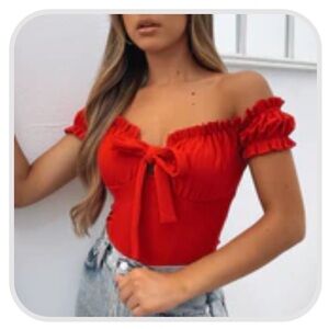 White Fox Boutique Red Loveless Bodysuit